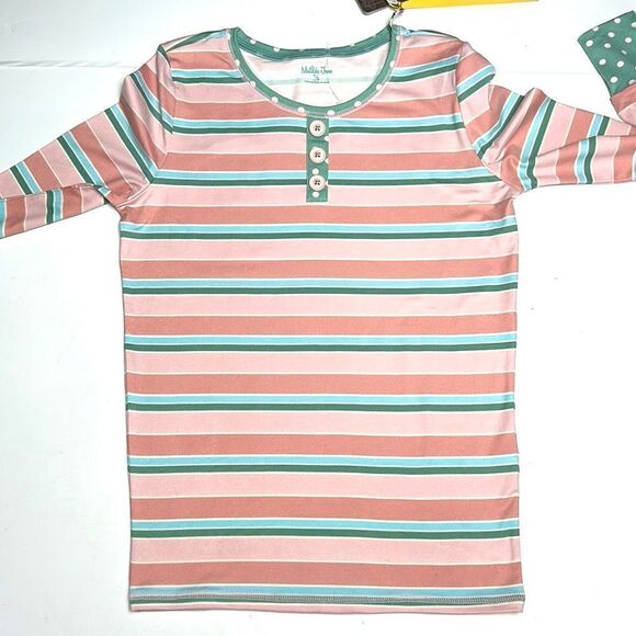 NWT Matilda Jane Cozy Soft Striped Polka Dot Pajamas Top Long Sleeve size 14 - Picture 2 of 12